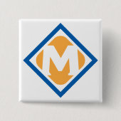 はっきりしたレトロメトロMロゴアーバントランジットエンブレム 缶バッジ (正面)