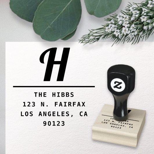 はっきりしたレトロモダン差出人住所 ラバースタンプ