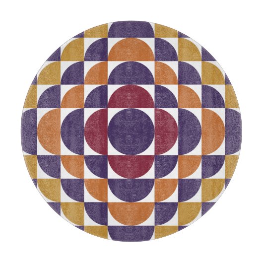 はっきりしたレトロ円化粧ガラス板 カッティングボード (正面)