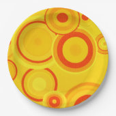 はっきりしたレトロ円紙プレート – 黄色とオレンジ ペーパープレート (正面)