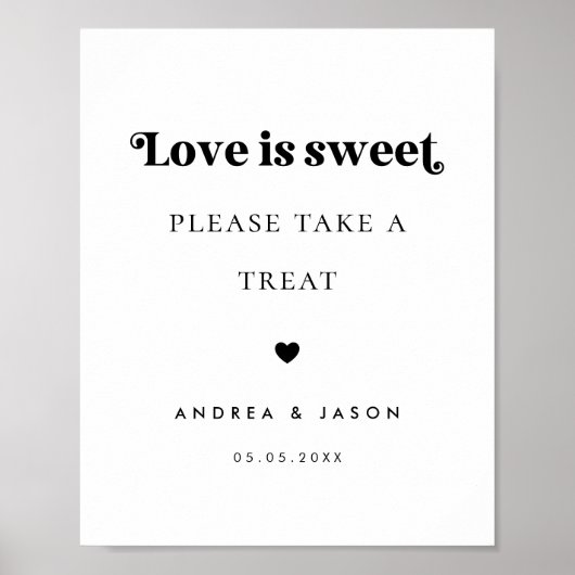 はっきりしたレトロ台本の愛は甘い結婚好意のサイン ポスター (正面)
