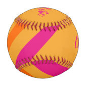 はっきりしたレトロ名オストライプレンジピンク 野球ボール (正面)