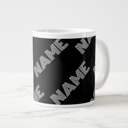 はっきりしたレトロ名モダンまたはワードパターン ジャンボコーヒーマグカップ (正面右)