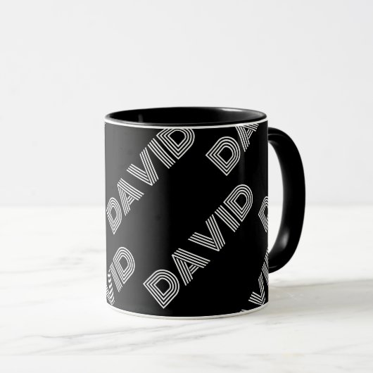 はっきりしたレトロ名モダンまたはワードパターン マグカップ (正面右)