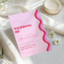 はっきりしたレトロ波形ピンクと赤写真QRコード結婚s