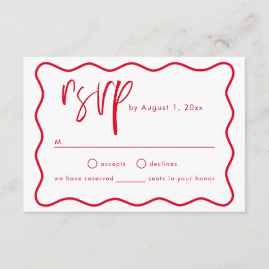 はっきりしたレトロ波形RSVPカード エンクロージャーカード (正面)