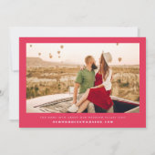 はっきりしたレトロ波曲線ストライプピンクと赤結婚の 招待状 (裏面)