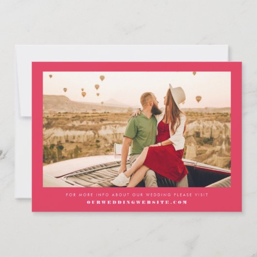 はっきりしたレトロ波曲線ストライプピンクと赤結婚の 招待状 (裏面)