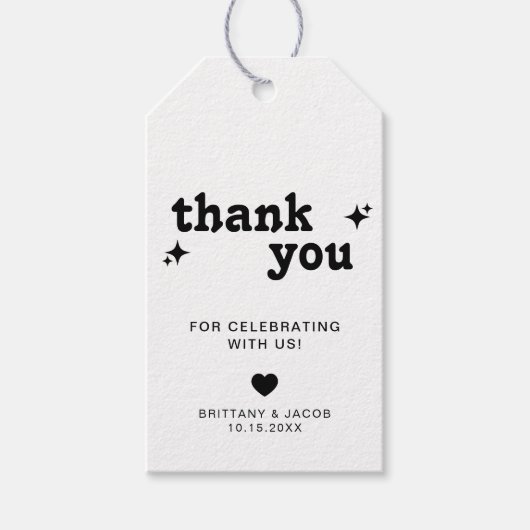 はっきりしたレトロ結婚の感謝ギフトラベル ギフトタグ (正面)