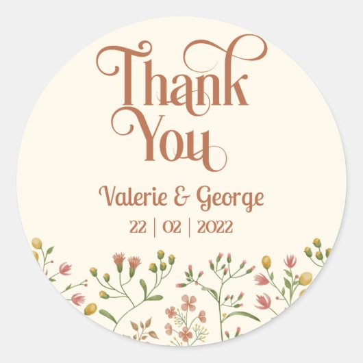 はっきりしたレトロ自然音 |丸いステッカーありがとう ラウンドシール (正面)