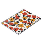 はっきりしたレトロ花柄レッド、オレンジ、ブラック ノートブック (左側)