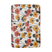 はっきりしたレトロ花柄レッド、オレンジ、ブラック バスマット (正面縦)