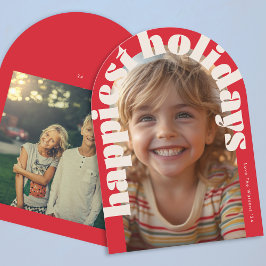 はっきりしたレトロ1フォトアーモダンチクリスマスカード 招待状