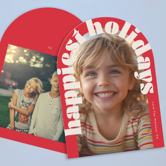 はっきりしたレトロ1フォトアーモダンチクリスマスカード 招待状