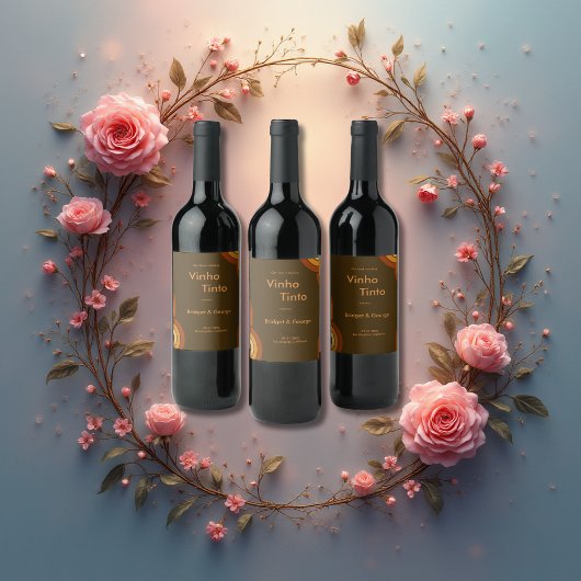 はっきりしたレトロ1970結婚年代 ワインラベル