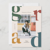 はっきりしたレトロ2024年卒業招待状 招待状 (正面)