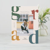 はっきりしたレトロ2024年卒業招待状 招待状 (スタンド正面)