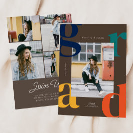 はっきりしたレトロ2024年卒業招待状 招待状