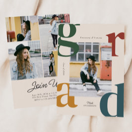 はっきりしたレトロ2024年卒業招待状 招待状