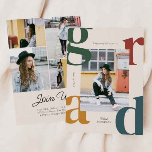 はっきりしたレトロ2024年卒業招待状 招待状