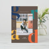 はっきりしたレトロ2024年卒業招待状 招待状 (スタンド正面)