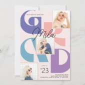 はっきりしたレトロ3写真の卒業発表 案内状 (正面)