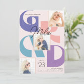 はっきりしたレトロ3写真の卒業発表 案内状 (スタンド正面)