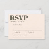 はっきりしたレトロ60s 70s審美的オリーブグリーン結婚ズ 出欠カード (正面)