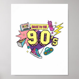 はっきりしたレトロ90年代のアートに戻る ポスター