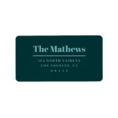 はっきりしたレトロ-差出人住所モダンダークグリーンアクア ラベル (正面)