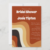 はっきりしたレトロGroovy 70s焼きオレンジブライダルシャワー 招待状 (正面)