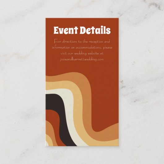 はっきりしたレトロGroovy 70s Bohoの結婚イベント詳細 エンクロージャーカード (正面)