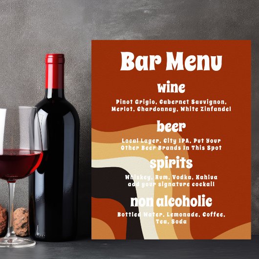 はっきりしたレトロGroovy Orange 70s Bohoの結婚バー ポスター