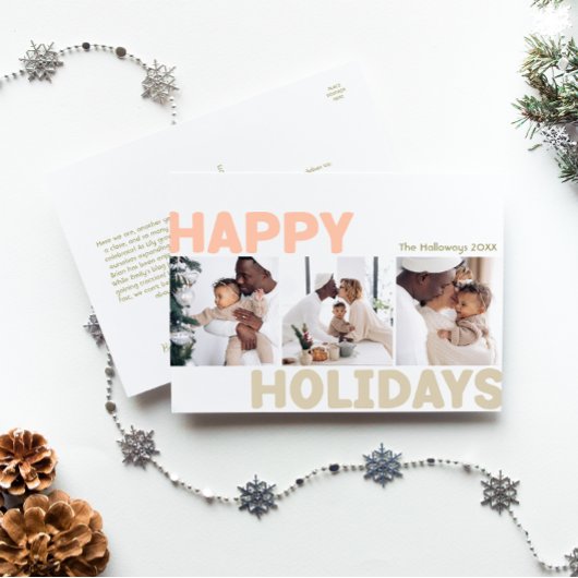 はっきりしたレビューモダン年3枚フォトハッピー シーズンポストカード