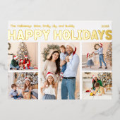 はっきりしたレビューモダン年5枚の写真ハッピー金ゴールド 箔シーズンポストカード (正面)