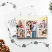 はっきりしたレビューモダン年5枚の写真ハッピー金ゴールド 箔シーズンポストカード