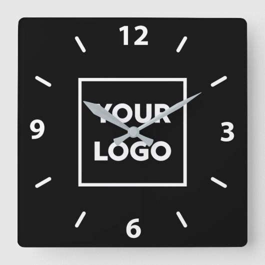 はっきりしたロゴ(黒) スクエア壁時計 (正面)