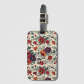 はっきりしたヴィンテージフローラ及びレトロインスパイア ラゲッジタグ (正面縦)