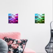 はっきりした傘、雨、ピンク、青 (リビング)