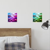 はっきりした傘、雨、ピンク、青 (寝室)