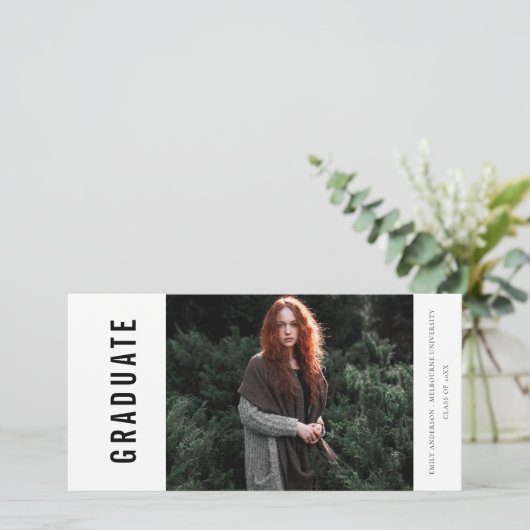 はっきりした写ミニマル真の卒業発表 サンキューカード (スタンド正面)