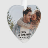 はっきりした初めてのクリスマス結婚したフォトオーナメント オーナメント (正面)