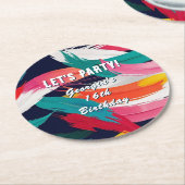 はっきりした効絵を描果クール16カスタムth誕生日パーティー ラウンドペーパーコースター (アングル)