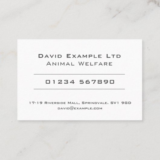 はっきりした動物福祉澄んデザイン 名刺 (裏面)