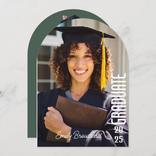 はっきりした卒業アーチフォト卒業会 招待状 (正面/裏面)