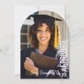 はっきりした卒業アーチフォト卒業会 招待状 (正面)