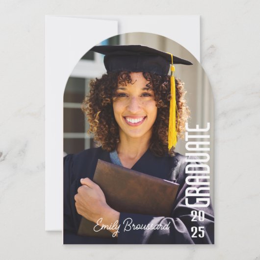 はっきりした卒業アーチフォト卒業会 招待状 (正面)