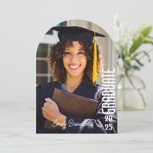 はっきりした卒業アーチフォト卒業会 招待状 (スタンド正面)