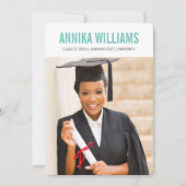 はっきりした卒業カラフルの発表 招待状 (正面)