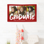 はっきりした卒業モダン3写真赤い卒業ba 横断幕 (インサイチュ)